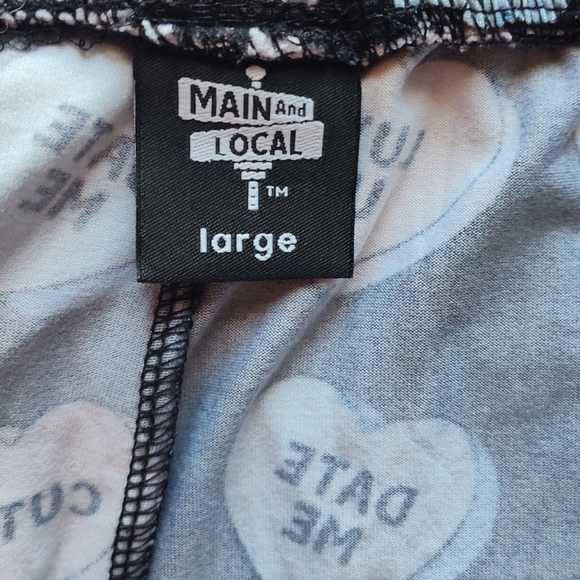 Main and Local Valentines Heart Joggers Black Pink Blue Elastic Waist L - Picture 5 of 6